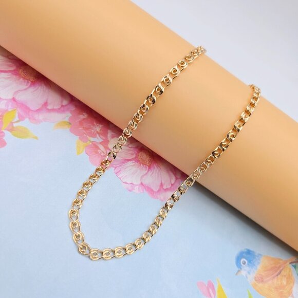 "Glossy Rose Gold Heart Link Chain Necklace, 23.6 Inch Romantic Style, XPNL0090 - Picture 7 of 12